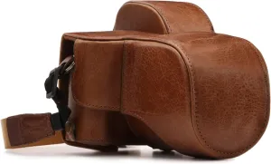MegaGear MG1340 Ever Ready Genuine Leather Camera Case & Strap for Fujifilm X-E3 (23mm & 18-55mm) with Battery Access, Light Brown