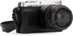MegaGear MG1342 Ever Ready Genuine Leather Camera Half Case & Strap Fujifilm X-E3 with Battery Access, Black