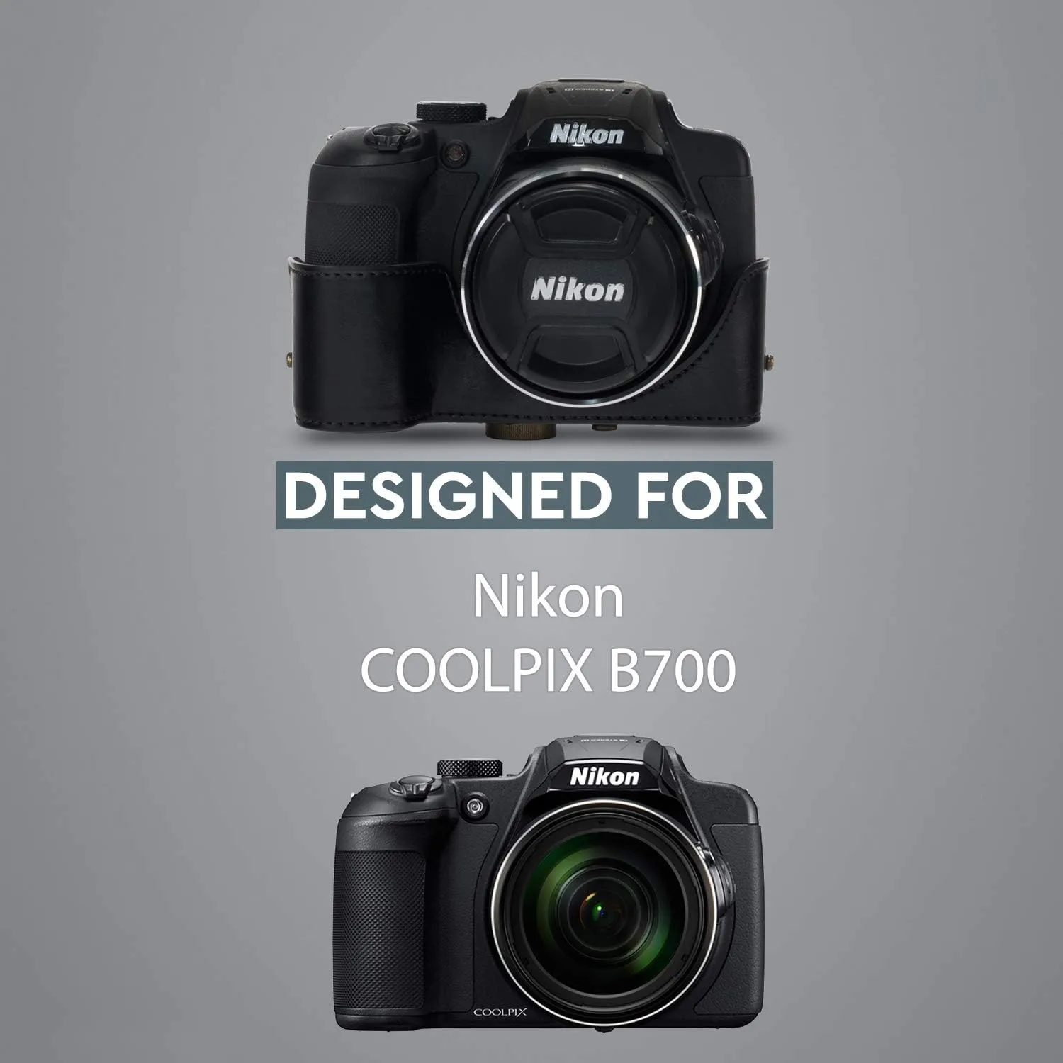 MegaGear Nikon Coolpix B700 Ever Ready Leather Camera Case and Strap- Black - MG920