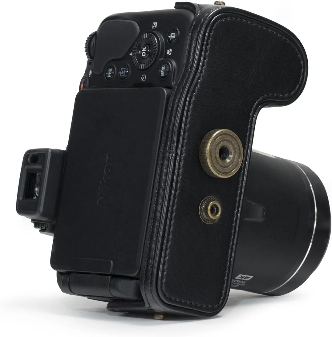 MegaGear Nikon Coolpix B700 Ever Ready Leather Camera Case and Strap- Black - MG920