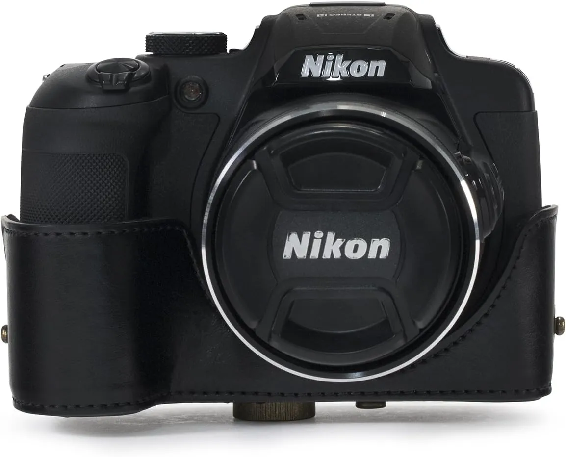MegaGear Nikon Coolpix B700 Ever Ready Leather Camera Case and Strap- Black - MG920