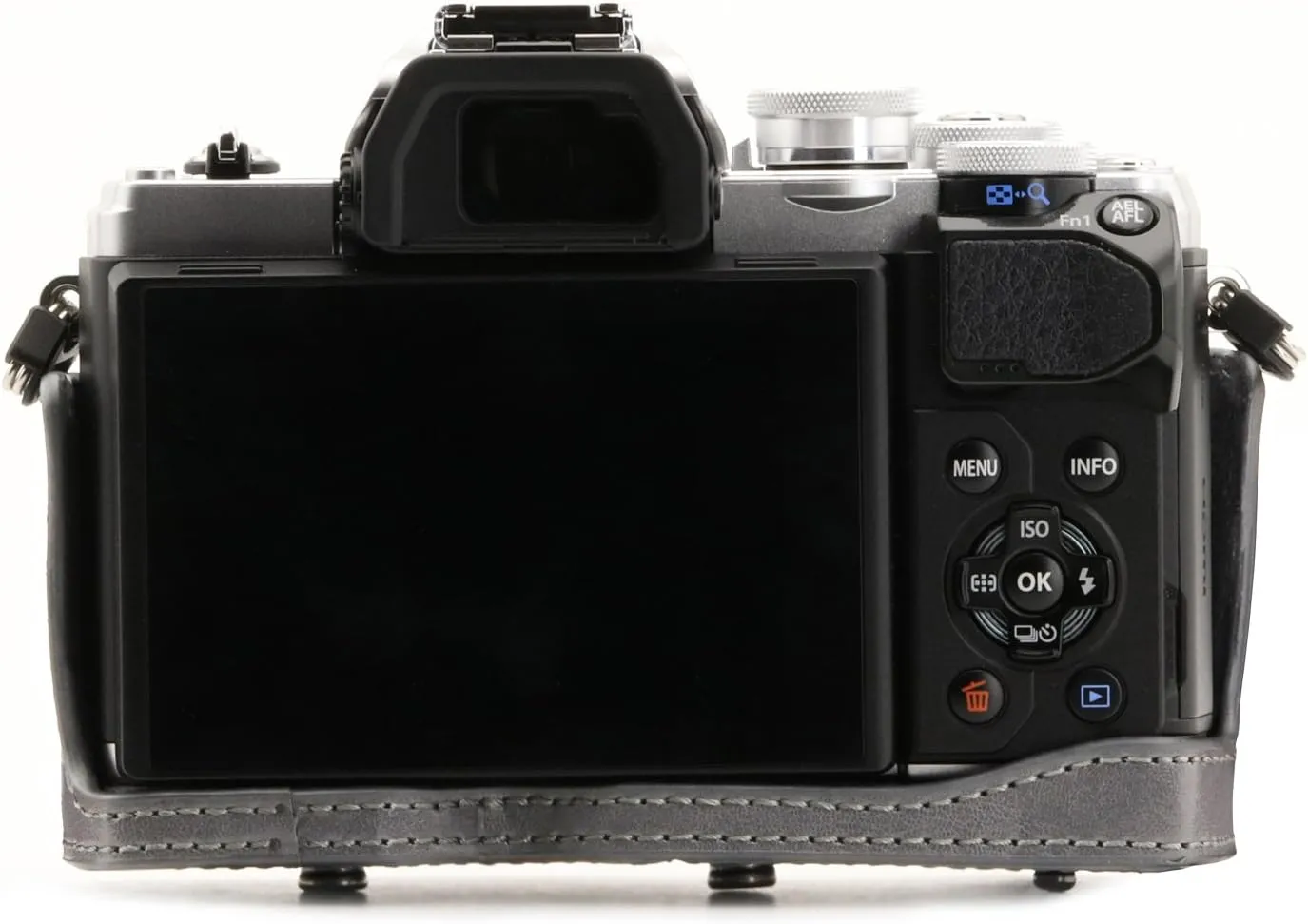 MegaGear Olympus OM-D E-M10 Mark III (14-42mm) Ever Ready Leather Camera Case and Strap, with Battery Access - Gray - MG1348
