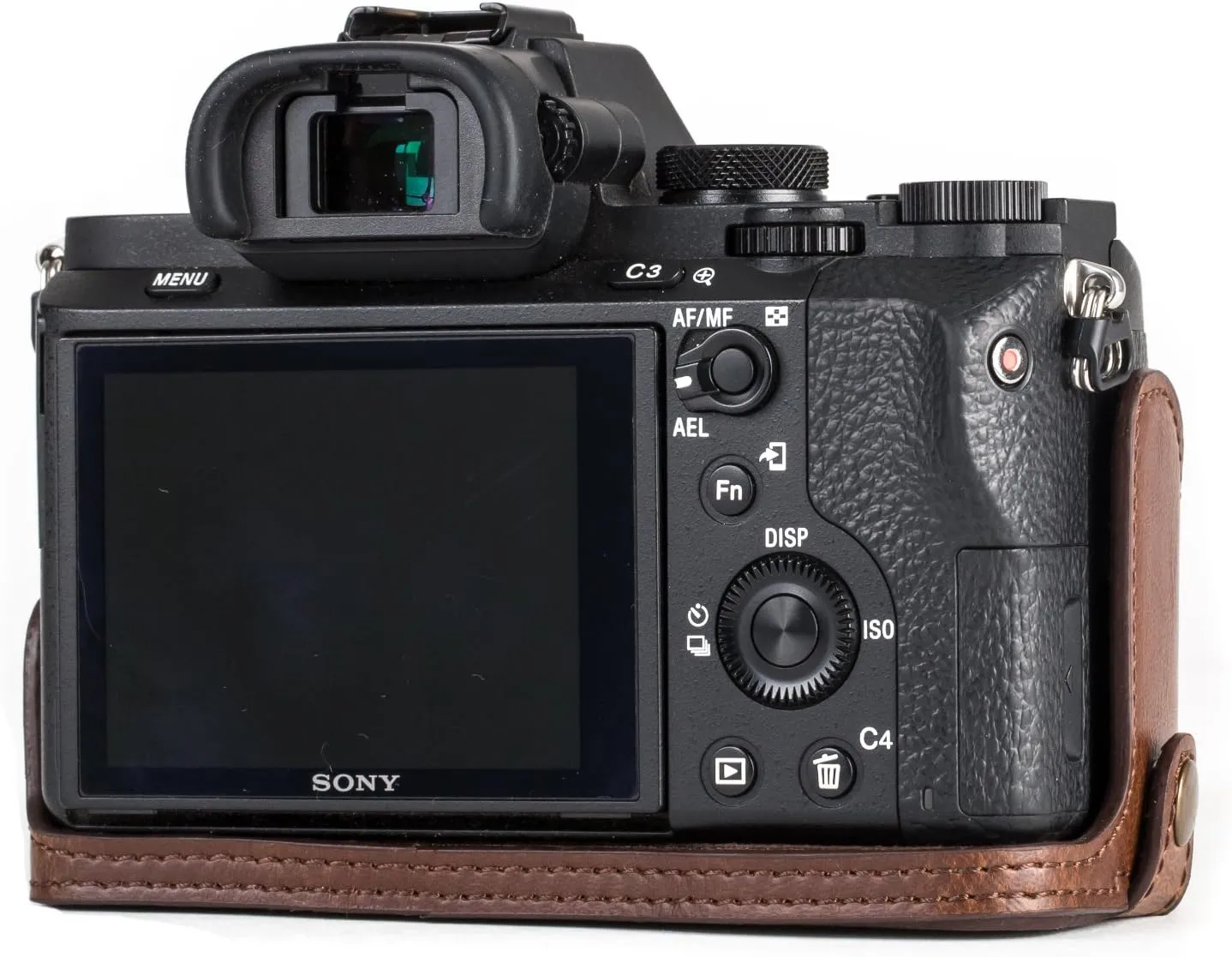 MegaGear Sony Alpha A7S II, A7R II, A7 II Ever Ready Leather Camera Half Case and Strap, with Battery Access - Dark Brown - MG1124