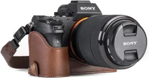 MegaGear Sony Alpha A7S II, A7R II, A7 II Ever Ready Leather Camera Half Case and Strap, with Battery Access - Dark Brown - MG1124
