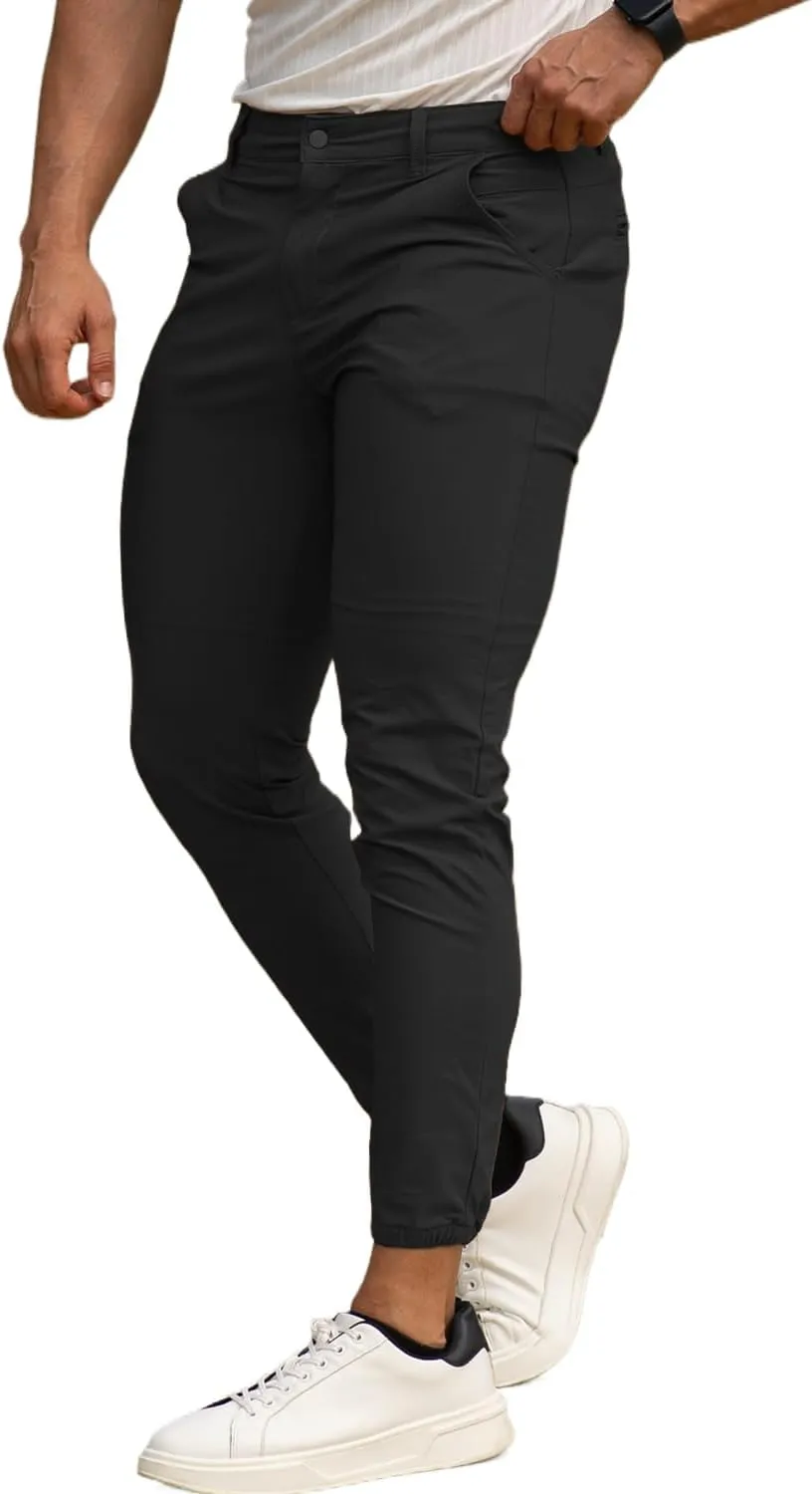 Men's 4-Way Stretch Slim Tapered Fit Golf Joggers -30" 28" 26" Inseam Nylon