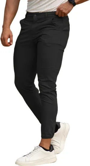 Men's 4-Way Stretch Slim Tapered Fit Golf Joggers -30" 28" 26" Inseam Nylon