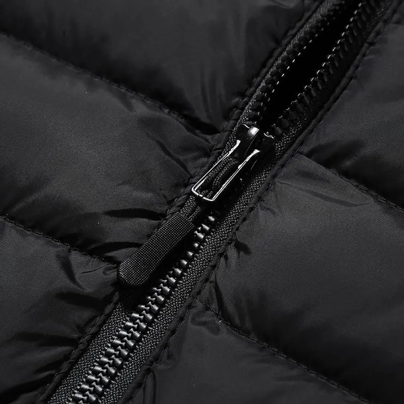 Men's and women's autumn and winter thick imitation down jacket with detachable hat, full zipper windproof and warm