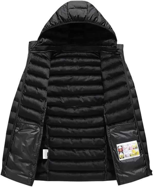Men's and women's autumn and winter thick imitation down jacket with detachable hat, full zipper windproof and warm