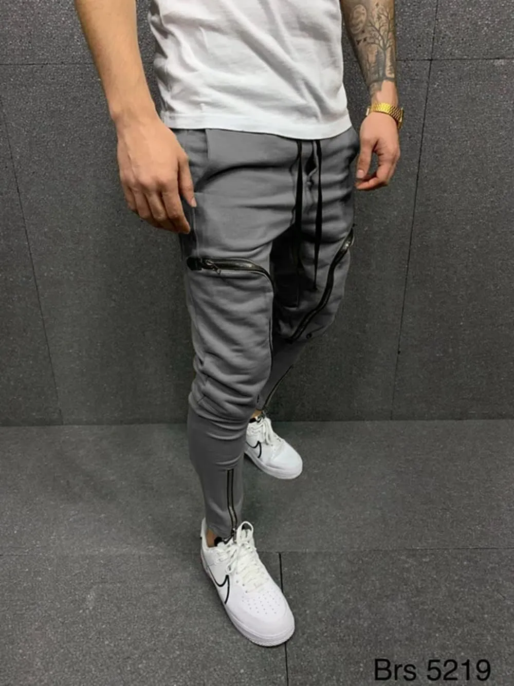 Men's Casual Hip Hop Harem Pants, Outdoor Street Jogger Sports Trousers with Zipper Pockets