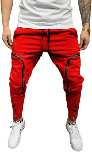Men's Casual Hip Hop Harem Pants, Outdoor Street Jogger Sports Trousers with Zipper Pockets