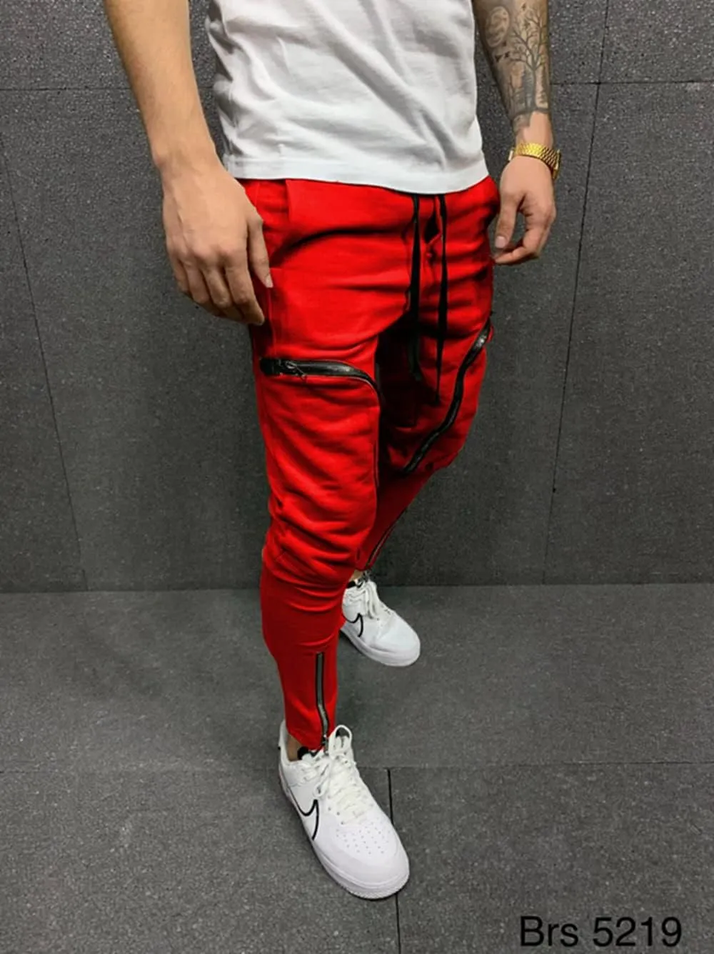 Men's Casual Hip Hop Harem Pants, Outdoor Street Jogger Sports Trousers with Zipper Pockets