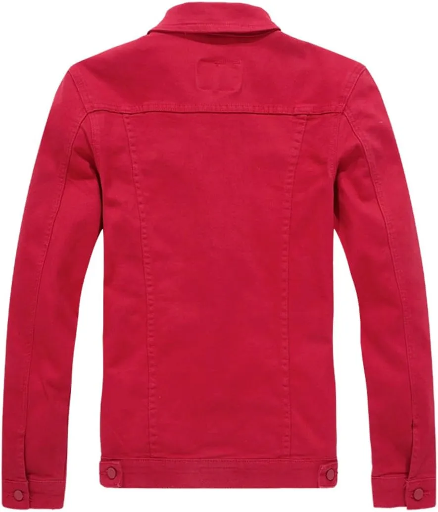 Men`s Classic Slim Fit Motorcycle Denim Jacket Coat