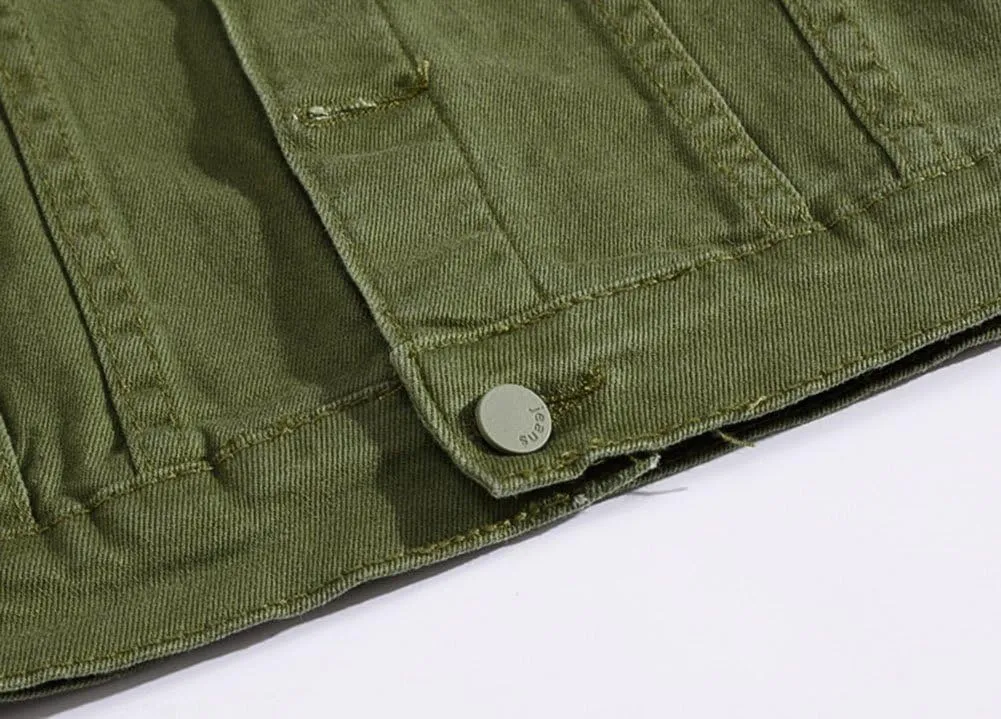 Men`s Classic Slim Fit Motorcycle Denim Jacket Coat