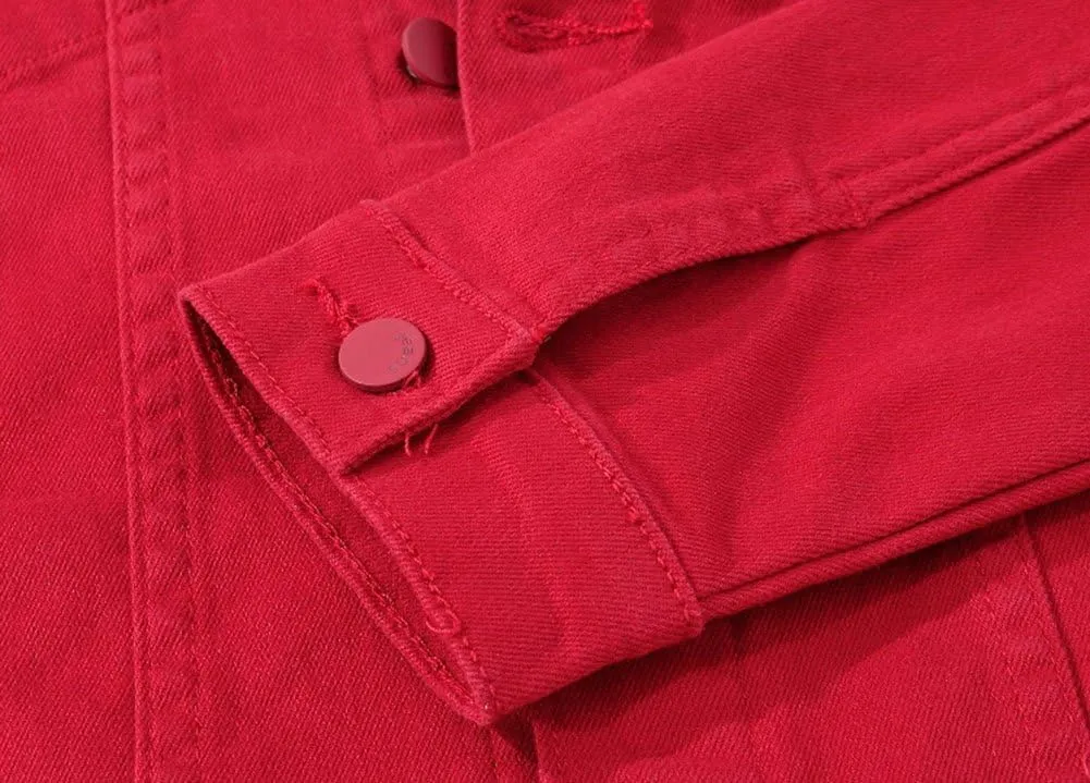 Men`s Classic Slim Fit Motorcycle Denim Jacket Coat