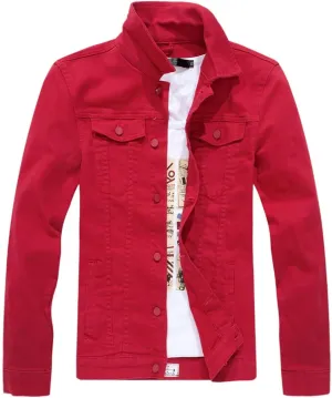 Men`s Classic Slim Fit Motorcycle Denim Jacket Coat