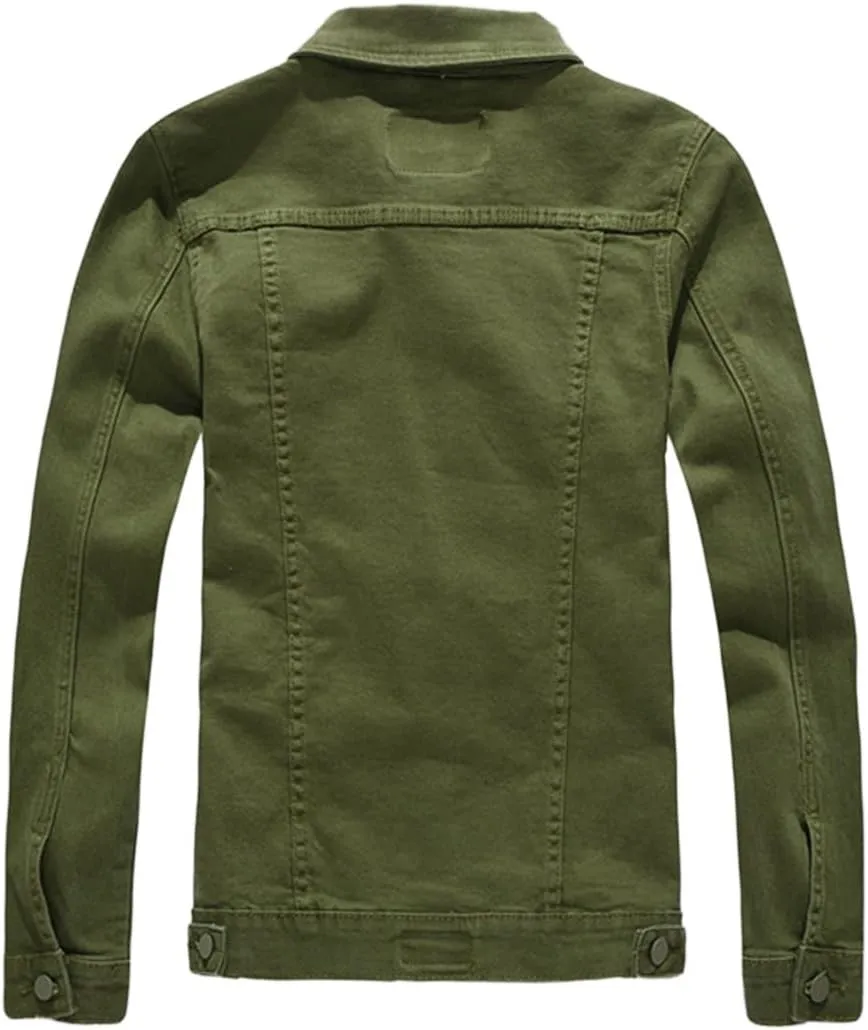 Men`s Classic Slim Fit Motorcycle Denim Jacket Coat