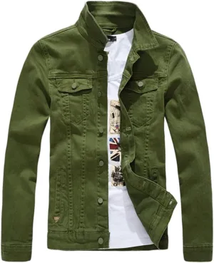 Men`s Classic Slim Fit Motorcycle Denim Jacket Coat