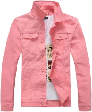 Men`s Classic Slim Fit Motorcycle Denim Jacket Coat
