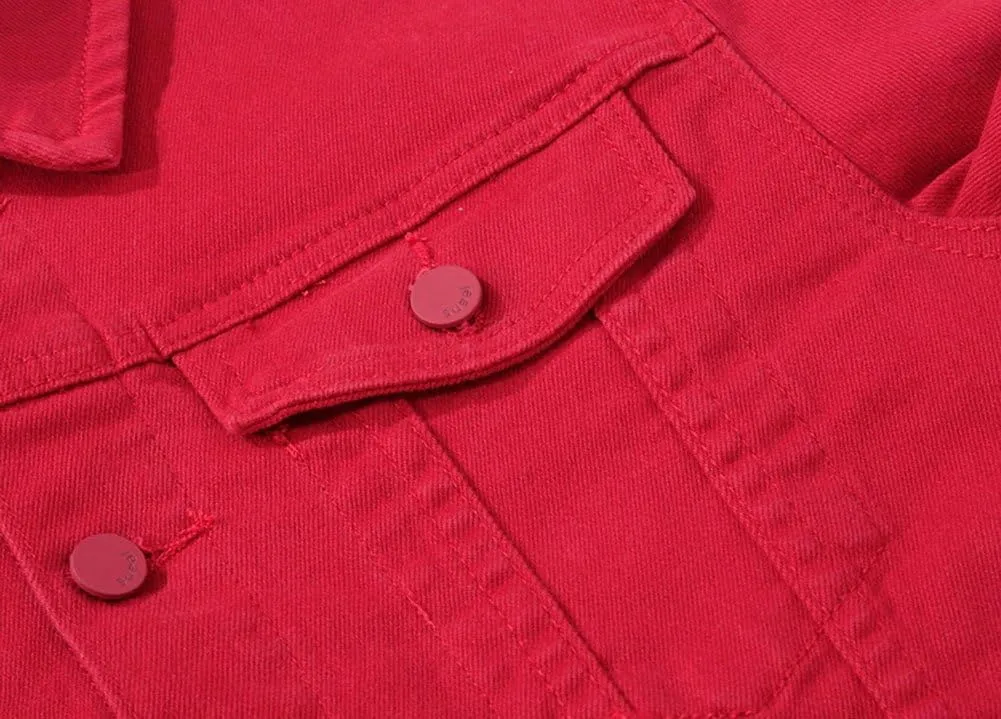Men`s Classic Slim Fit Motorcycle Denim Jacket Coat