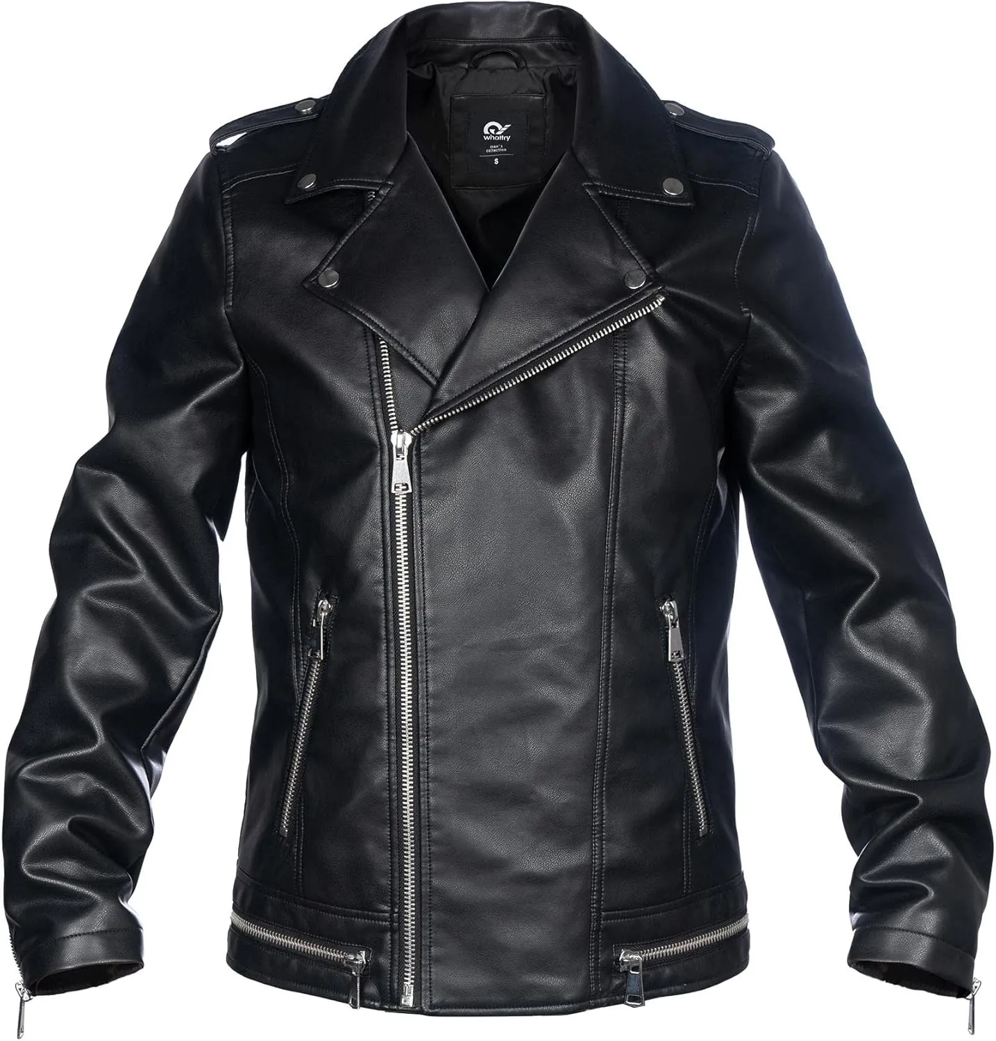 Mens Faux Leather Jacket, Padded Windbreaker, Motorcycle Biker Bomber Coat with Hood