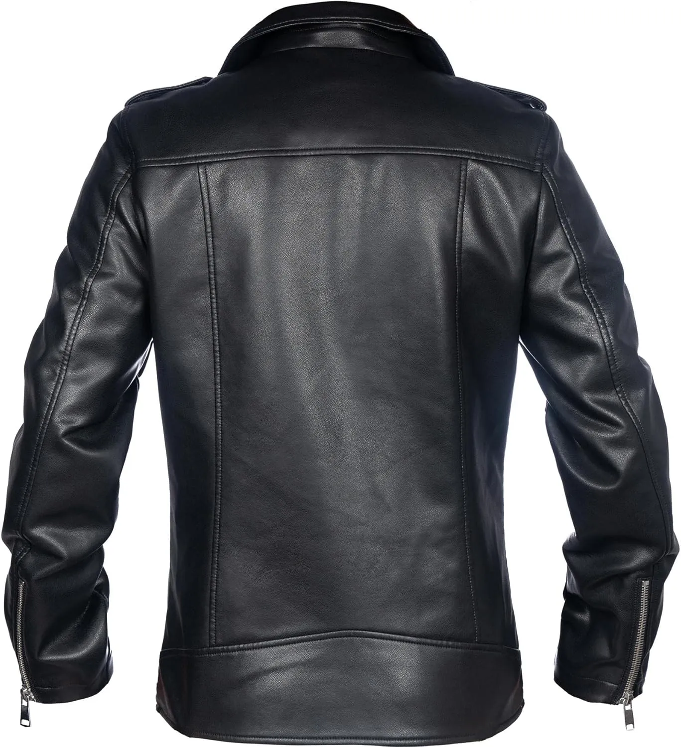 Mens Faux Leather Jacket, Padded Windbreaker, Motorcycle Biker Bomber Coat with Hood