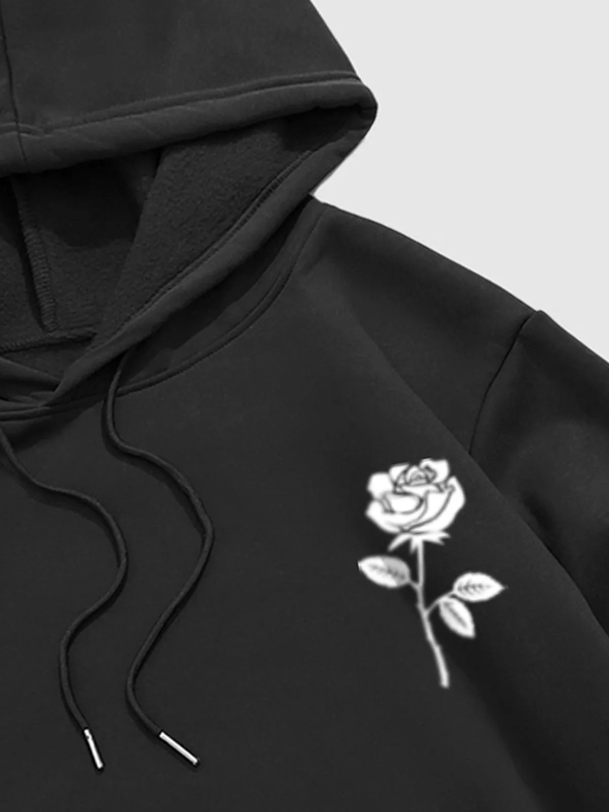 Men's fleece rose print monogram hoodie