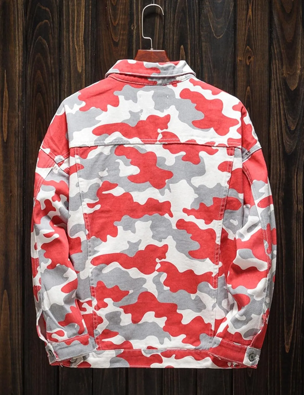 Mens Military Camo Classic Trucker Jean Denim Jacket Coat