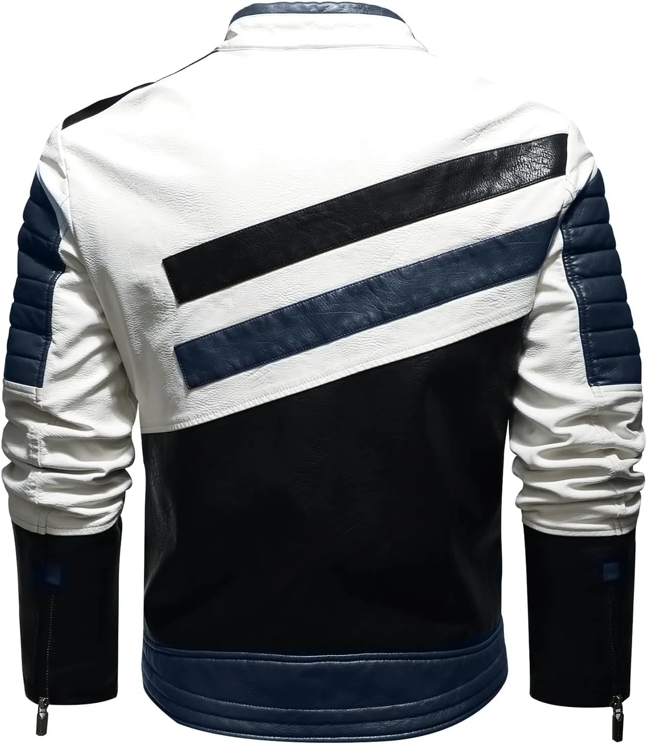 Men's PU Leather Jacket Windbreaker Leather Motorcycle Jacket Men Racing Jacket Riding Coat