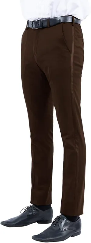 Men's Slim Fit Dress Pants Expandable Waist Flat Front Slacks