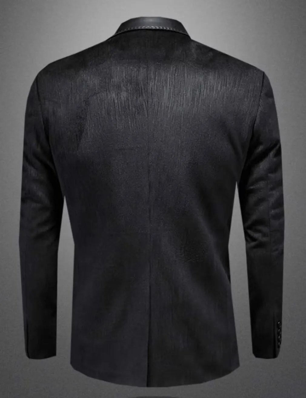 Men's Suede Blazer Jacket with Faux Leather Welding Collar Single Breasted Casual Business Sport Coat