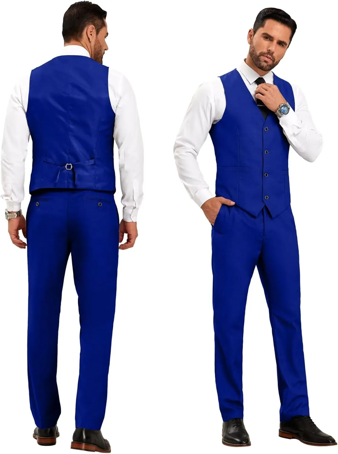 Mens Suit Slim Fit 3 Pieces Suit 1 Button Shawl Lapel Men Suit Blazer Jacket Vest Pants Bow Tie Pocket Square Brooch