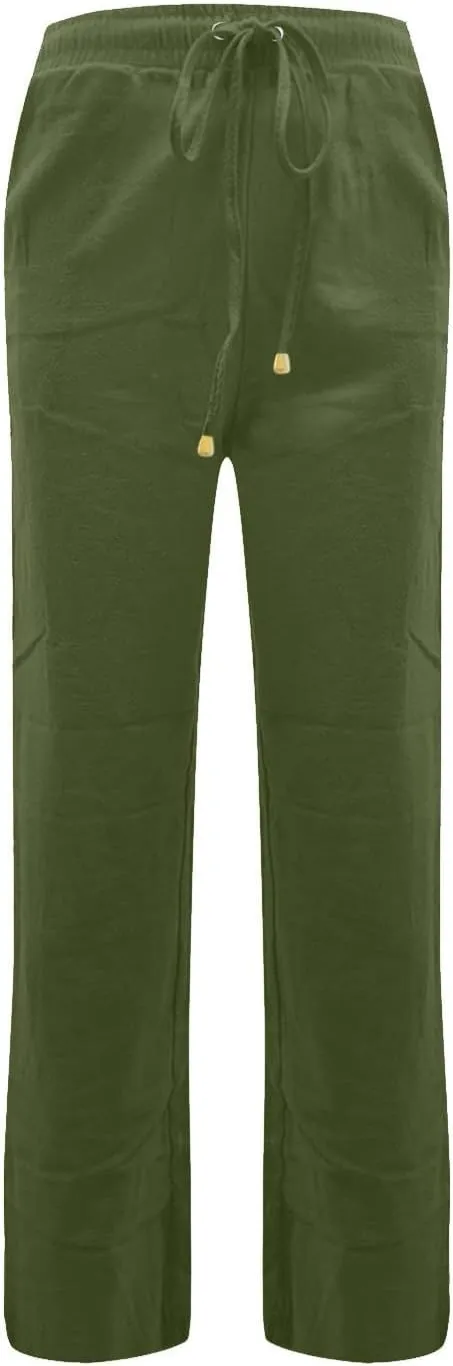 midelxp Baggy Linen Pants Women Summer Boho Lightweight High Waist Palazzo Pants Loose Comfy Straight Leg Pants with Pockets