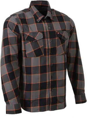 Milwaukee Leather MNG11648 Men's Grey with Brown and Orange Long Sleeve Cotton Flannel Shirt - X-Large