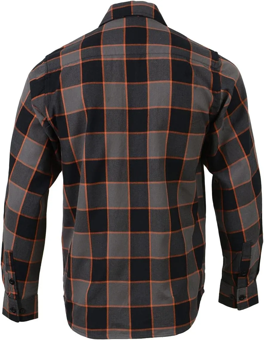 Milwaukee Leather MNG11648 Men's Grey with Brown and Orange Long Sleeve Cotton Flannel Shirt - X-Large