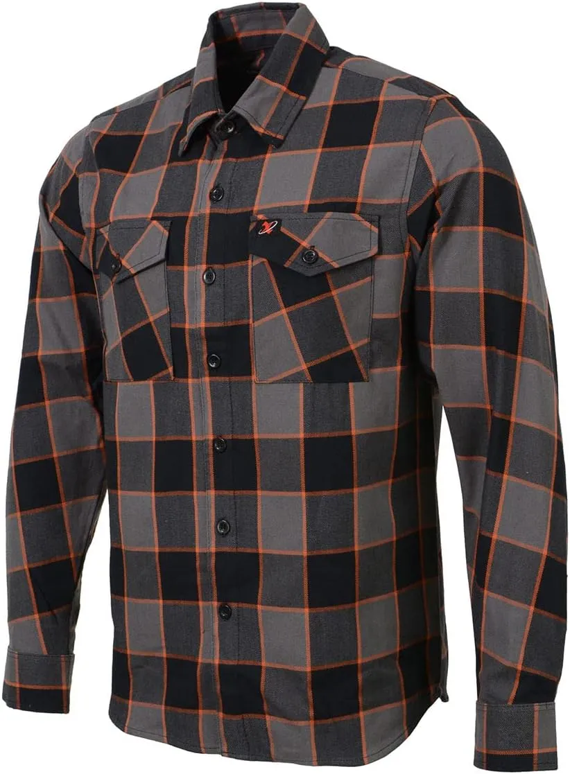 Milwaukee Leather MNG11648 Men's Grey with Brown and Orange Long Sleeve Cotton Flannel Shirt - X-Large