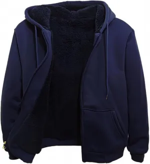 MINANUO Hoodies for Men Full Zip Up Sherpa Lined Sports Sweatshirts Mens Winter Fleece Fabric Jacket with Hood