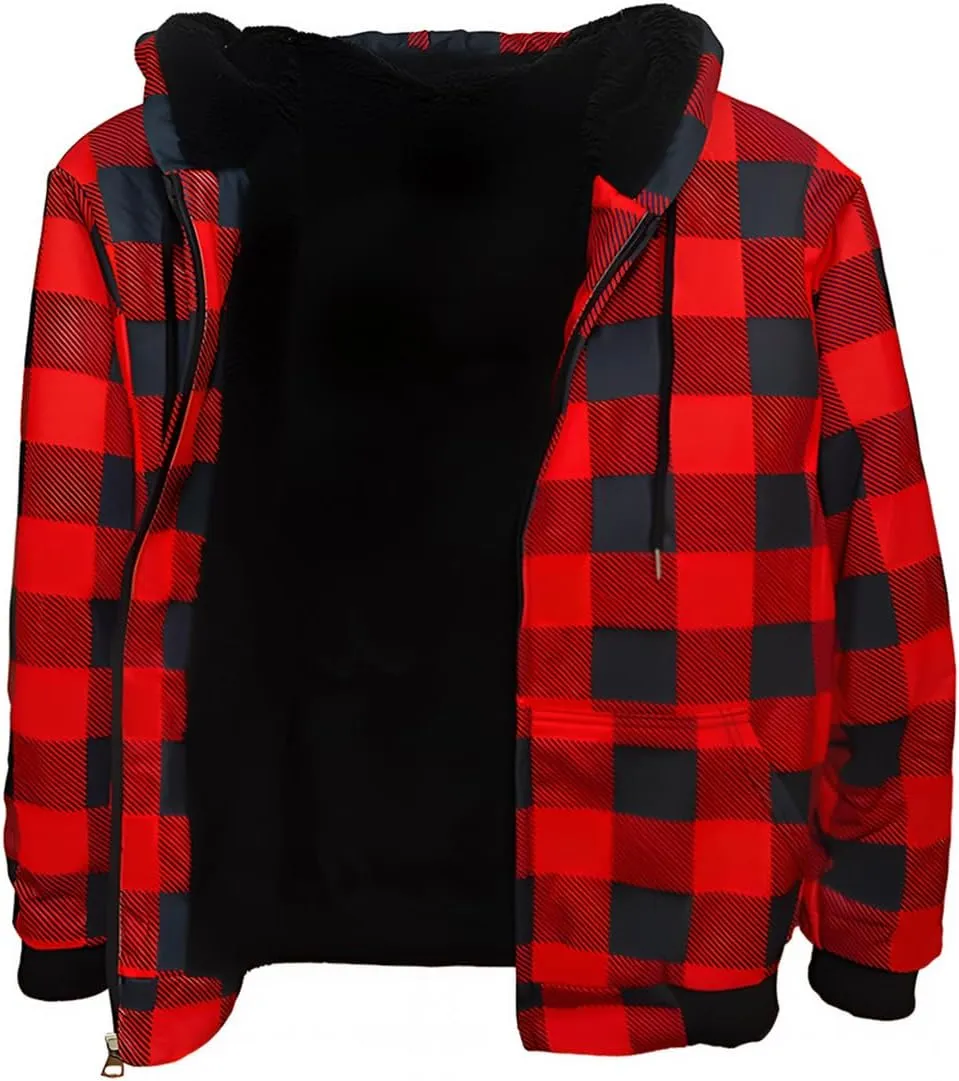 MINANUO Hoodies for Men Full Zip Up Sherpa Lined Sports Sweatshirts Mens Winter Fleece Fabric Jacket with Hood