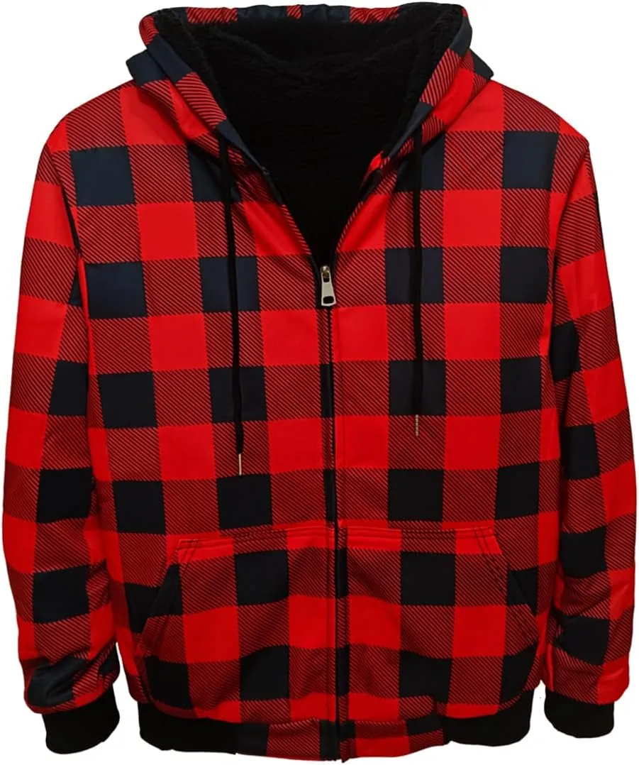 MINANUO Hoodies for Men Full Zip Up Sherpa Lined Sports Sweatshirts Mens Winter Fleece Fabric Jacket with Hood