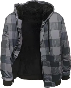 MINANUO Hoodies for Men Full Zip Up Sherpa Lined Sports Sweatshirts Mens Winter Fleece Fabric Jacket with Hood