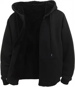 MINANUO Hoodies for Men Full Zip Up Sherpa Lined Sports Sweatshirts Mens Winter Fleece Fabric Jacket with Hood