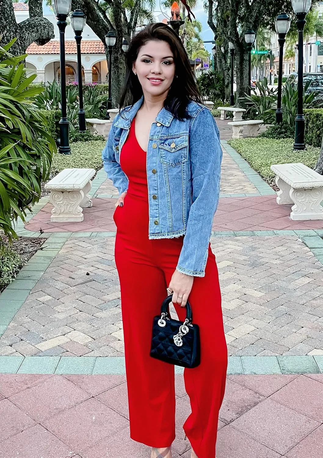 MISS MOLY Jean Jacket Womens Frayed Washed Button Up Cropped Denim Jacket w 2 Side Pockets