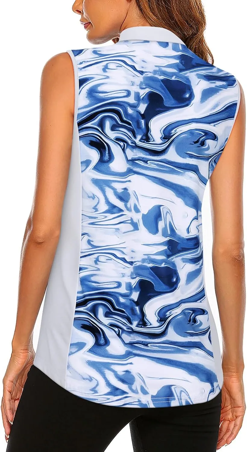 Misyula Style Women's Sleeveless Golf Shirts 1/4 Zip Polo Tennis Workout Tank Tops S-2XL