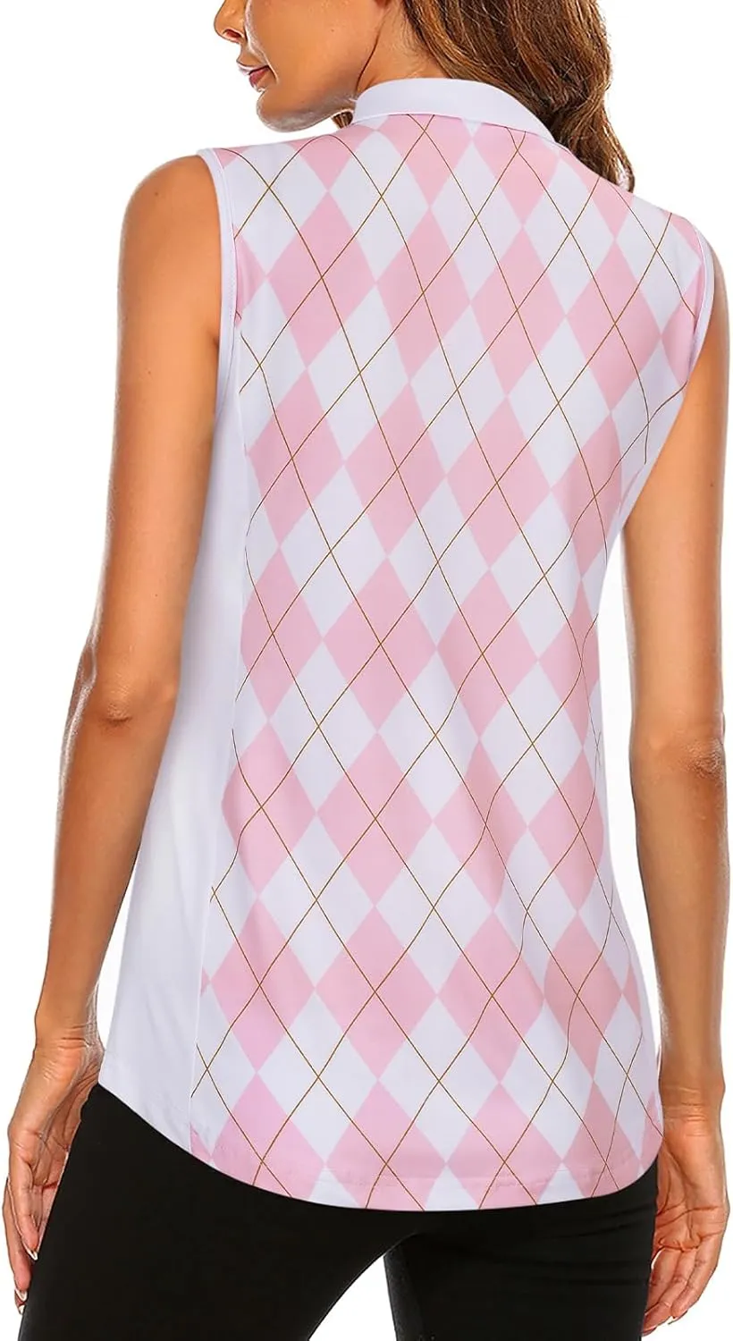 Misyula Style Women's Sleeveless Golf Shirts 1/4 Zip Polo Tennis Workout Tank Tops S-2XL