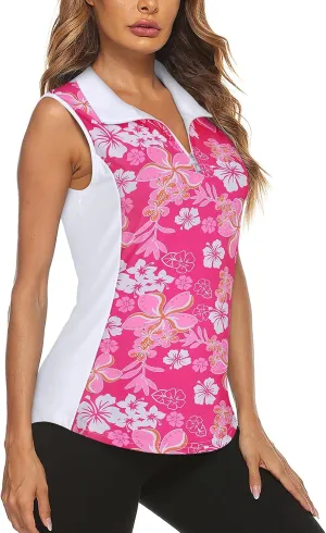 Misyula Style Women's Sleeveless Golf Shirts 1/4 Zip Polo Tennis Workout Tank Tops S-2XL