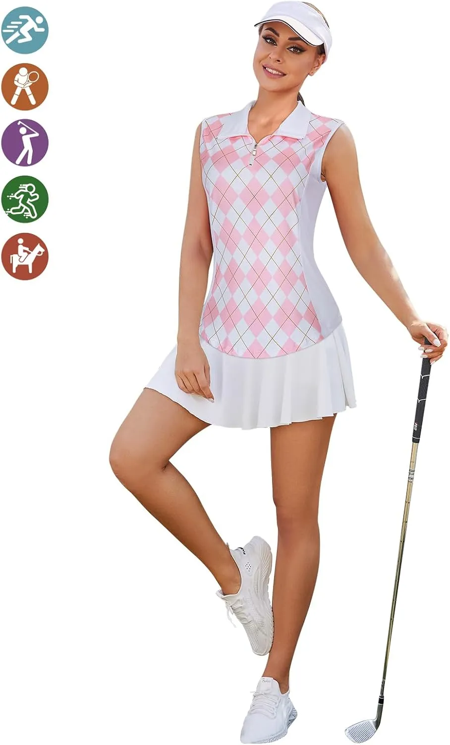 Misyula Style Women's Sleeveless Golf Shirts 1/4 Zip Polo Tennis Workout Tank Tops S-2XL