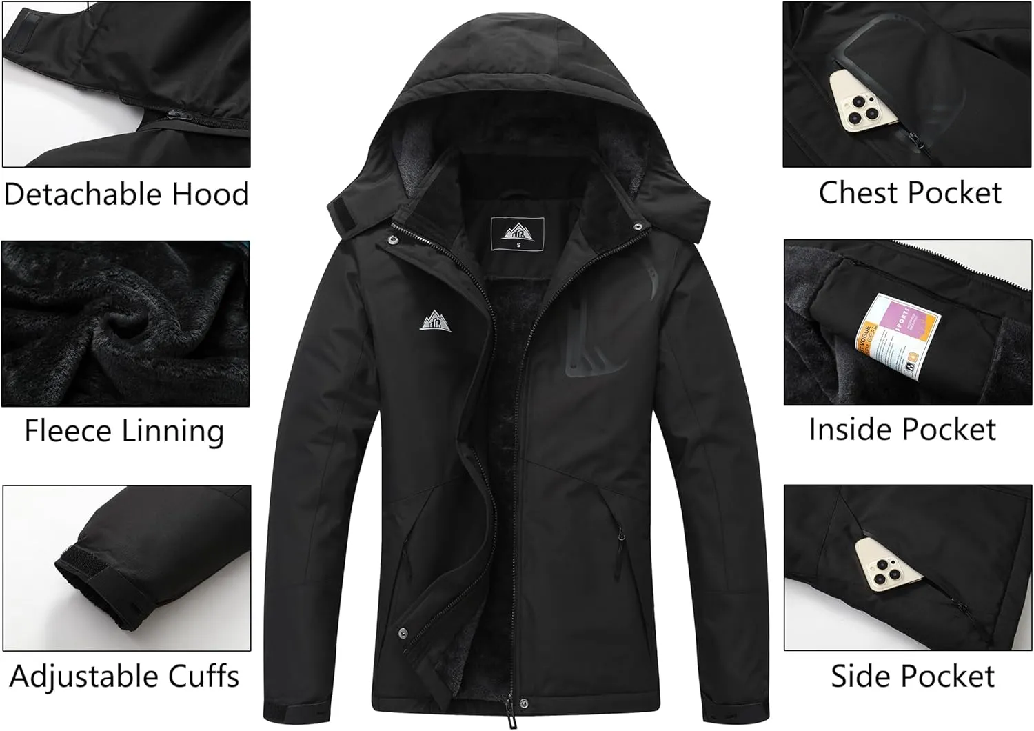 MOERDENG Women's Grey Winter Ski Jacket