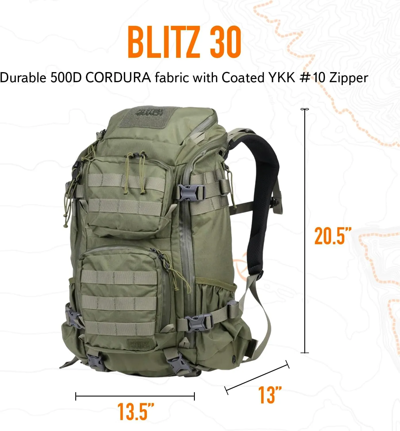 Mystery Ranch Blitz 30 Backpack - Tactical Daypack Molle Hiking Packs, 30L, L/XL,Forest