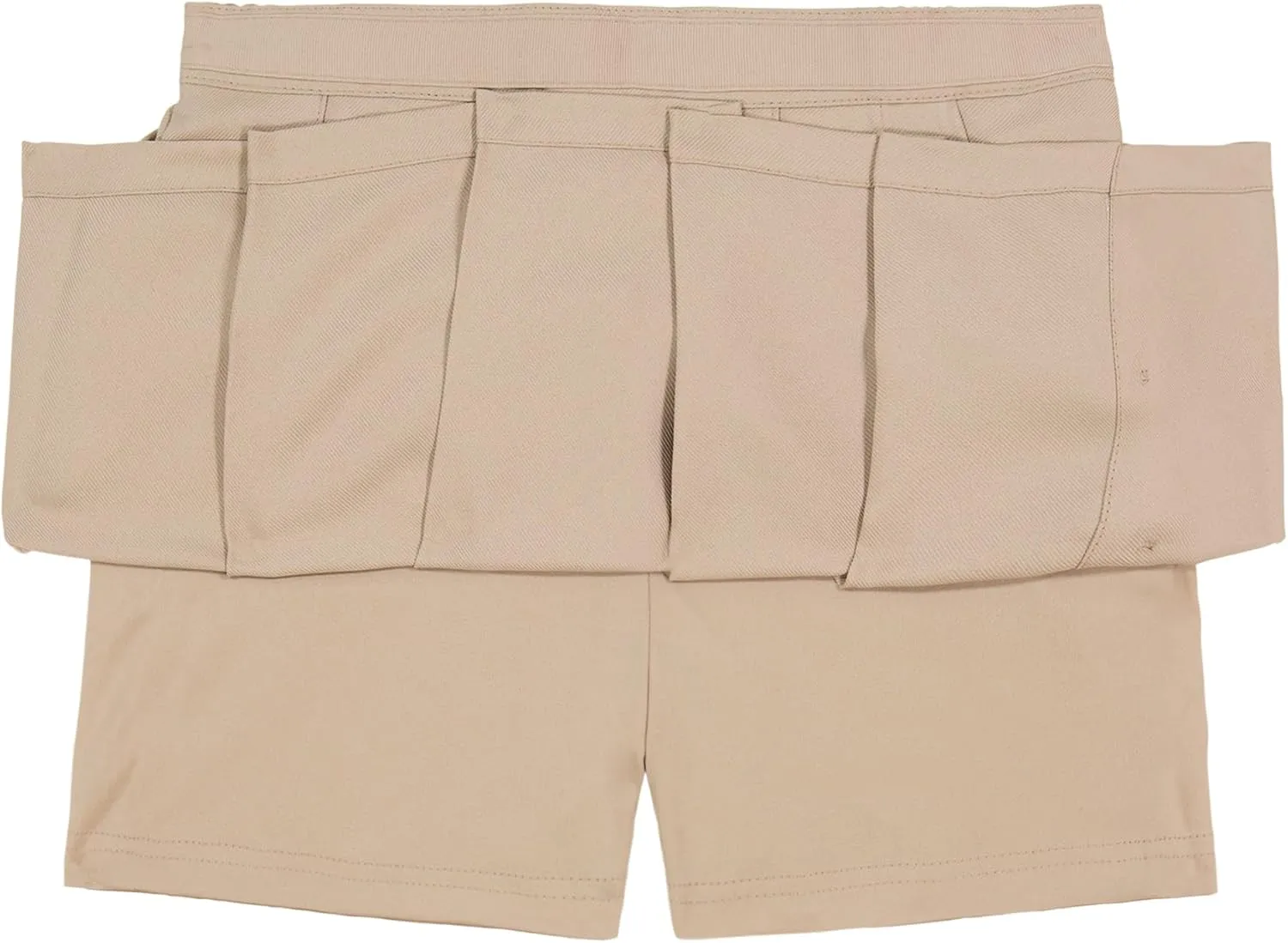 Nautica Girls' School Uniform Pleated Pull-on Scooter Skirt with Undershorts, Knit Waistband