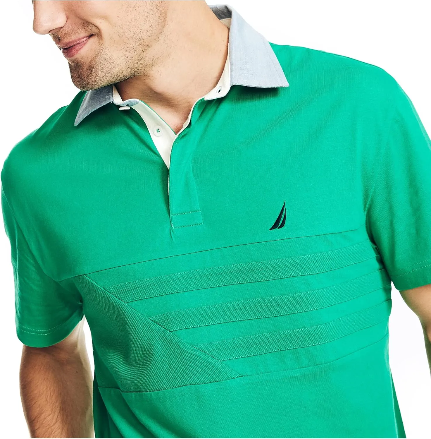 Nautica Men's Classic Fit Rugby Chest-Stripe Polo