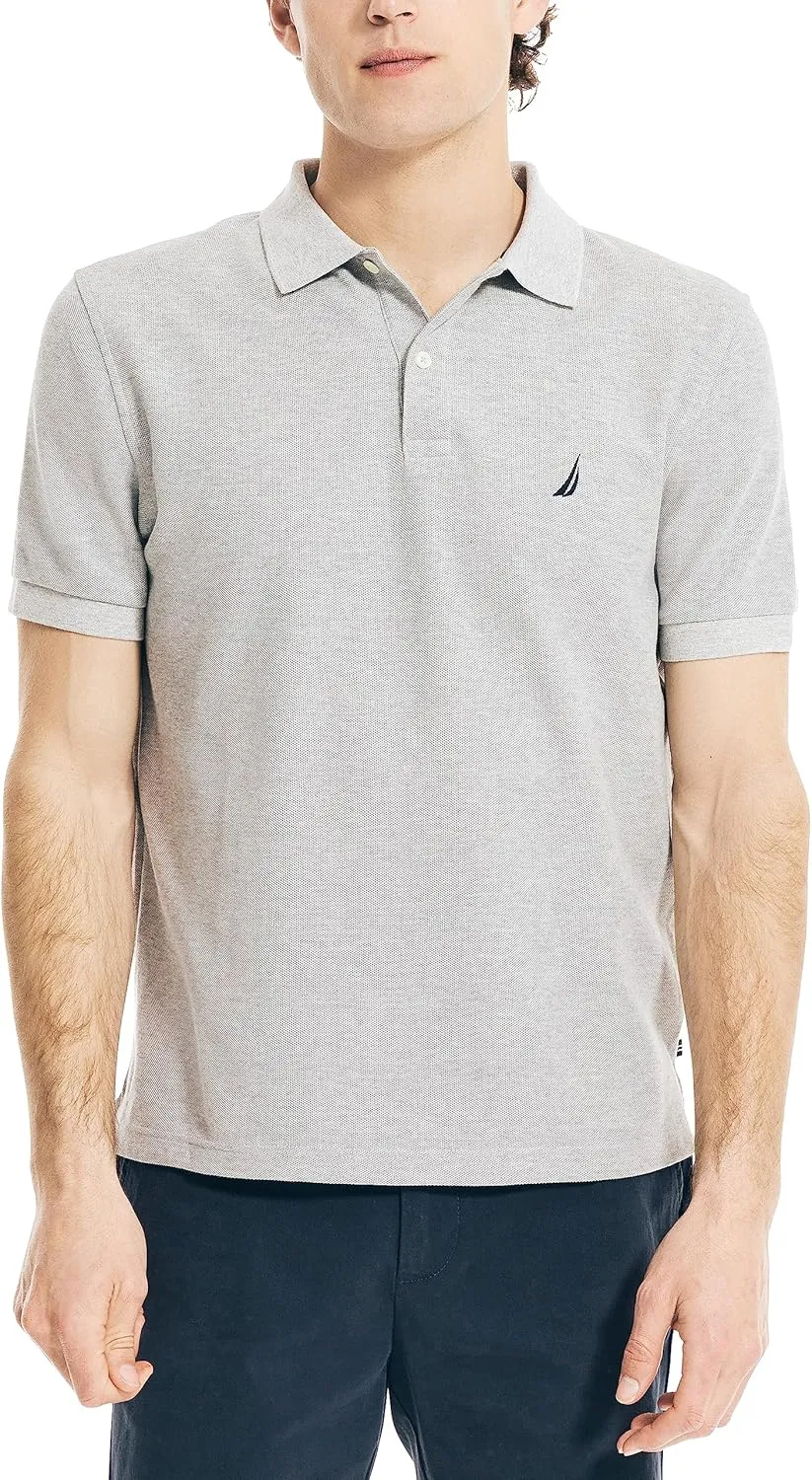 Nautica Men's Classic Short Sleeve Solid Performance Deck Polo Shirt
